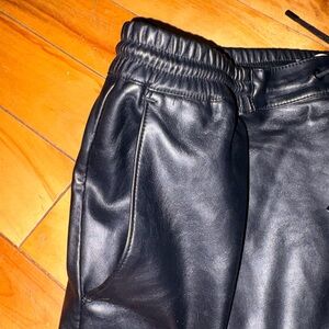 Great pair of pants!  Black Faux Leather Elastic Waist Joggers